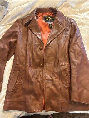 Vintage Leather Button-Front Jacket